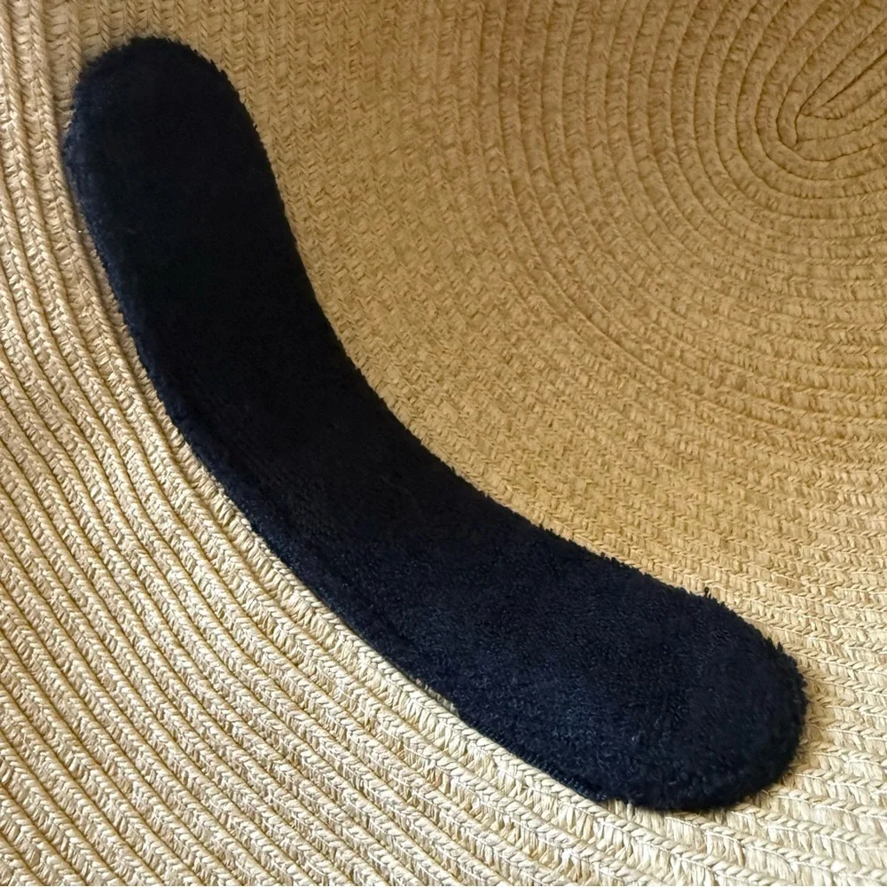 Lands End Facesaver Lay Back Straw Hat with Black Trim S/M - Picture 5 of 6